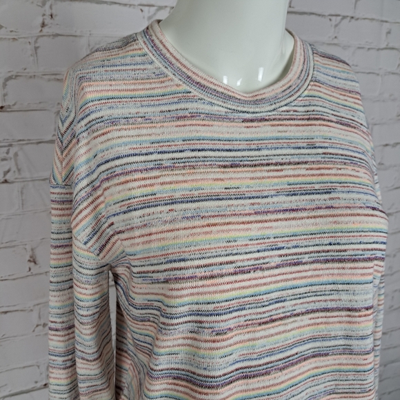 Madewell Bubble Sleeves Crop Sweater In Rainbow Stripes - Picture 5 of 12